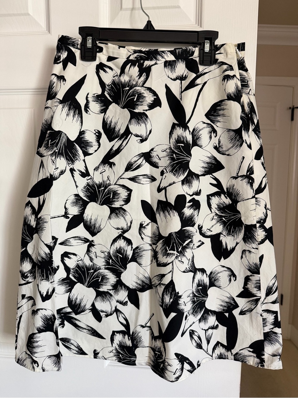 Black & White Floral A-Line Skirt from The Limited